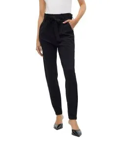 Vero Moda Paperbag Hose EVA mit Wickelgürtel in Schwarz