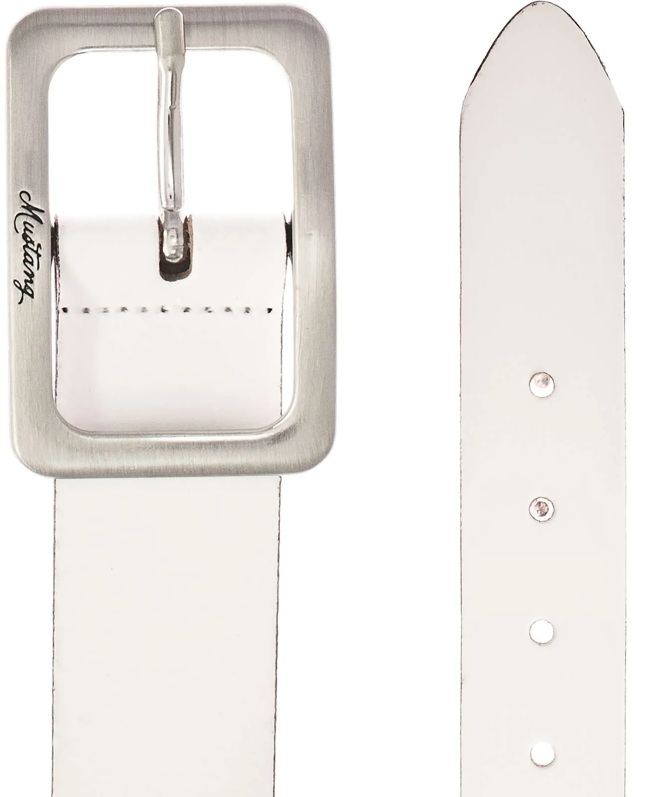 Damen Gürtel 35 mm Ledergürtel mit Schließe von Mustang in Weiß