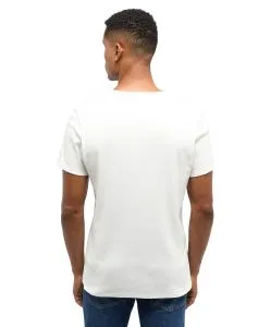 Mustang T-Shirt aus Baumwolle Amado V-Neck in Weiß