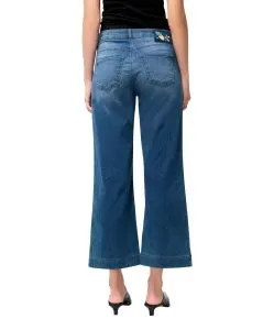 MAC Dream Wide Cropped Jeans in Sturm Blau