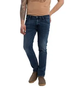 Cross Jeans Damien mit Slim Fit in blauem Used Look