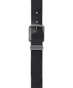 Wrangler Gürtel Metal Loop aus Rindspaltleder in Schwarz