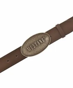 Mustang Gürtel in Braun mit Koppelschließe in mattem Gold