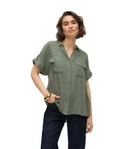 Vero Moda Kurzarmbluse Bumby in Grün