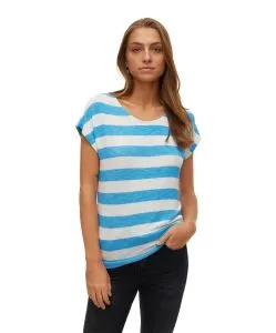 Vero Moda T-Shirt Wide in Azurblau mit Streifen