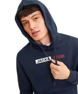 Jack & Jones Hoodie in Dunkelblau mit Logo Print