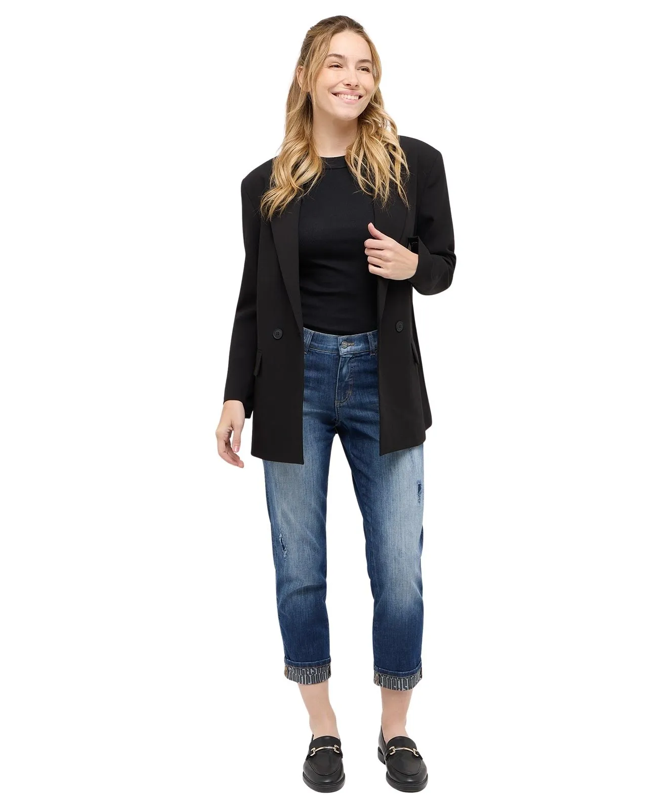 Damen Jeans Darleen Crop TU von Angels in Mid Blue Used Destroyed