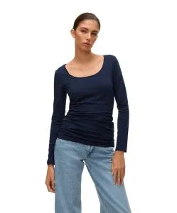 Vero Moda Damen Longshirt Maxi aus blauer Bio-Baumwolle