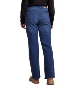 Pieces Peggy Jeans mit weitem Bein in Indigo Waschung