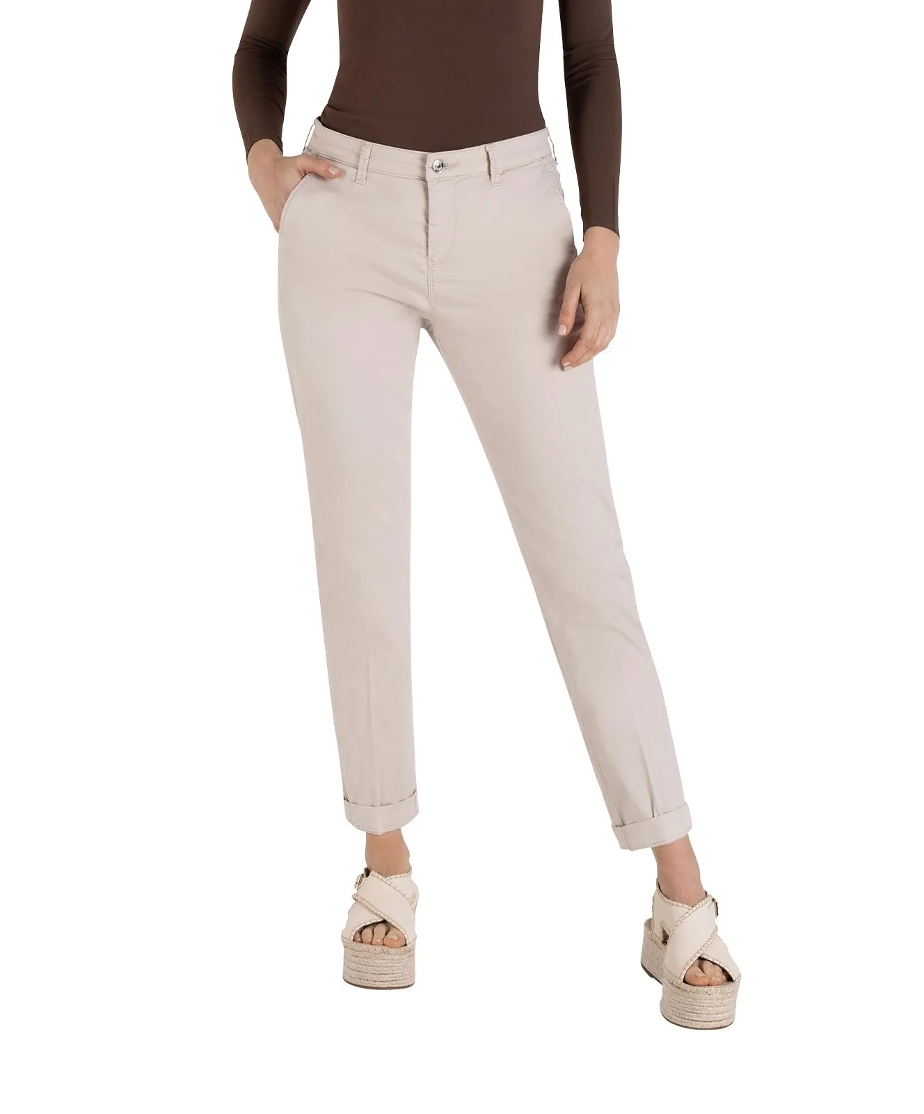 Damen Hose Chino Turn Up von MAC in Ivory