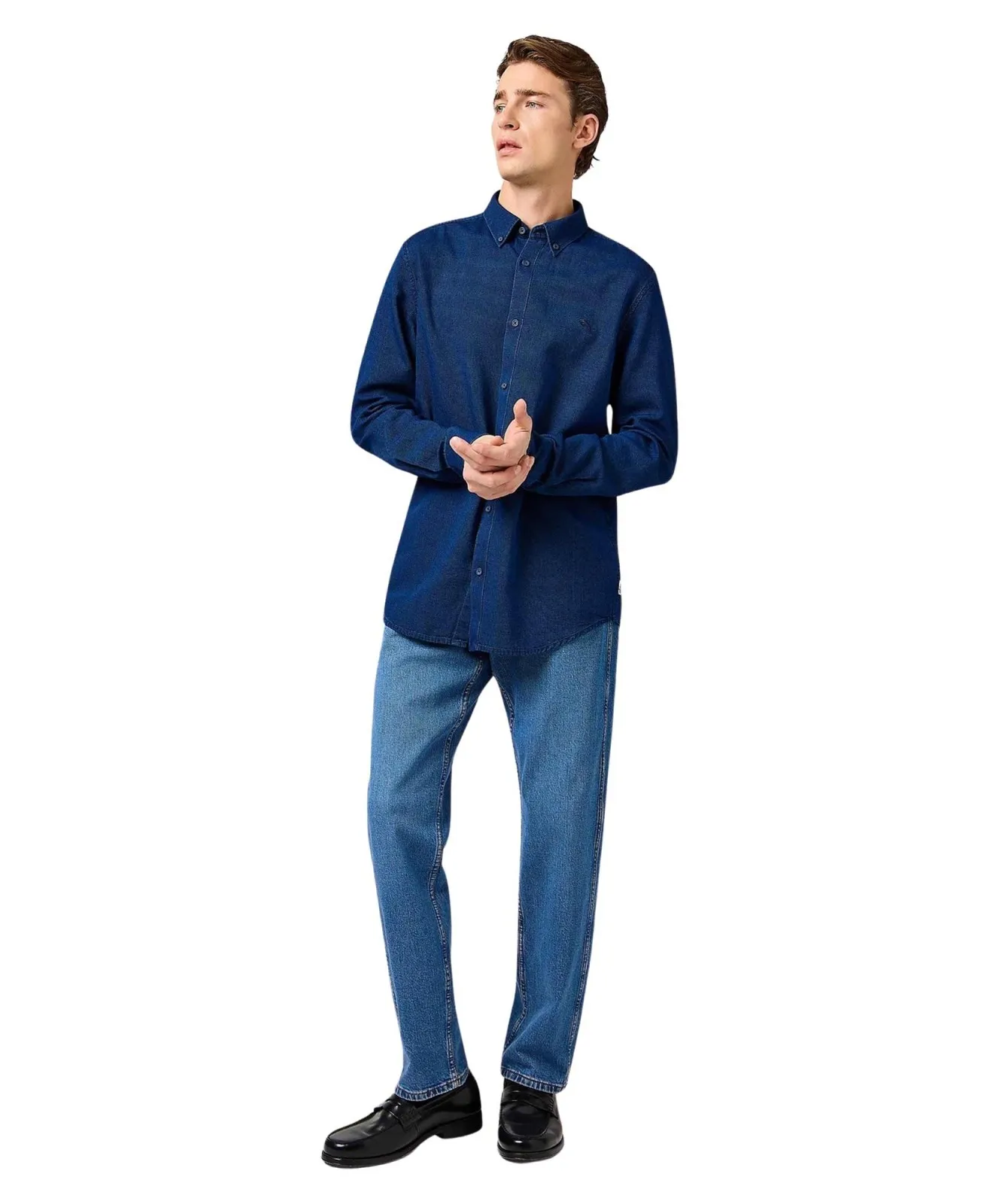 Herren Hemd Oxford Shirt von Wrangler in Indigo Oxford
