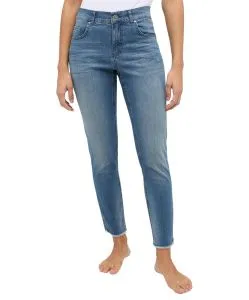 Angels Jeans Skinny Ankle Zip Fringe in Hellblau