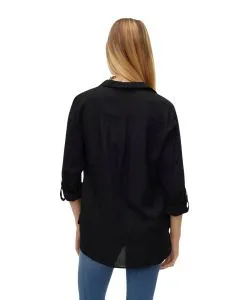 Vero Moda Hemdbluse Bumpy in Schwarz mit V-Ausschnitt