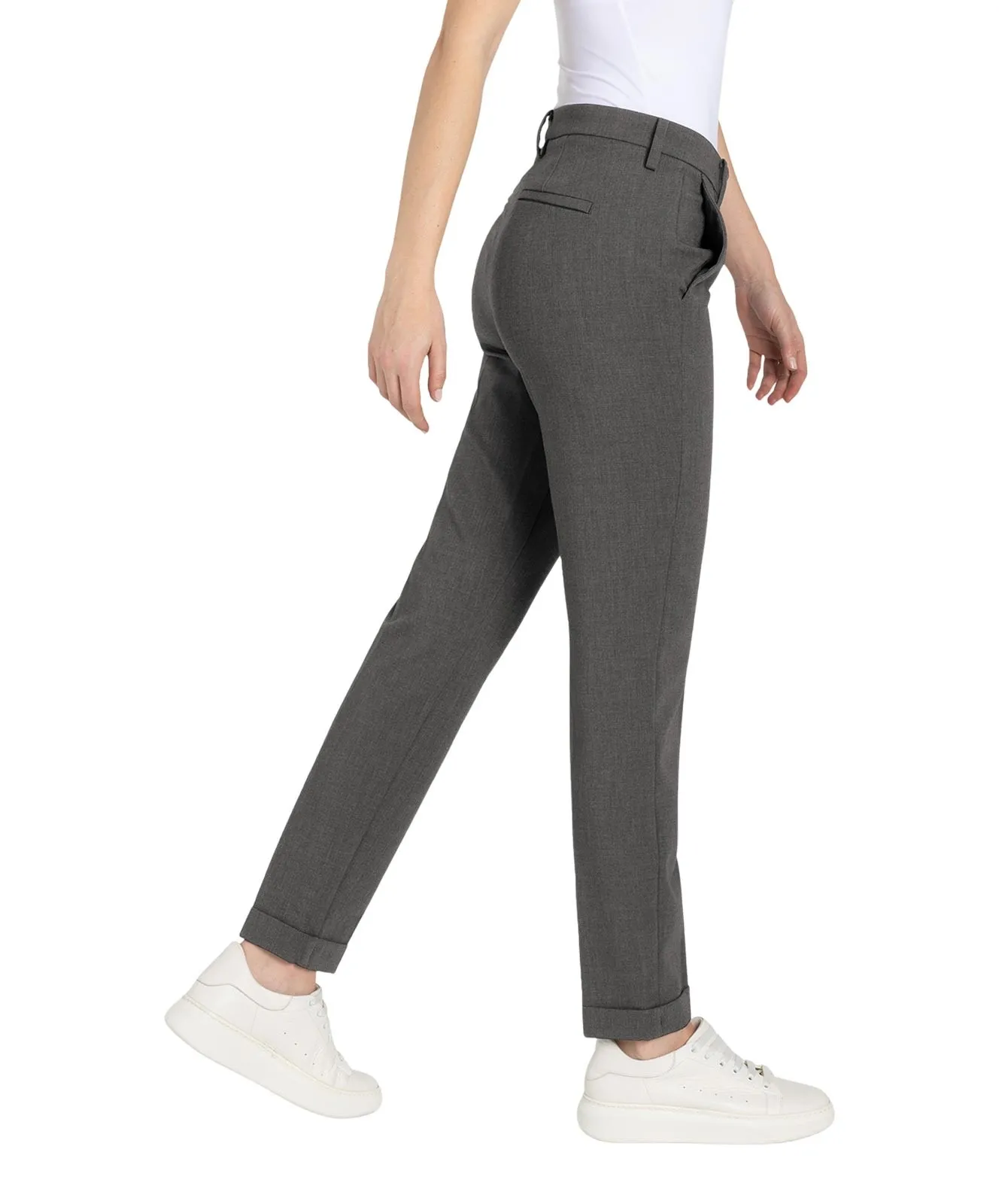 Damen Hose Chino Turn Up von MAC in Silver Shadow Melange