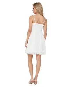 ONLY Sommerkleid in Weiß mit Spitze und V-Ausschnitt