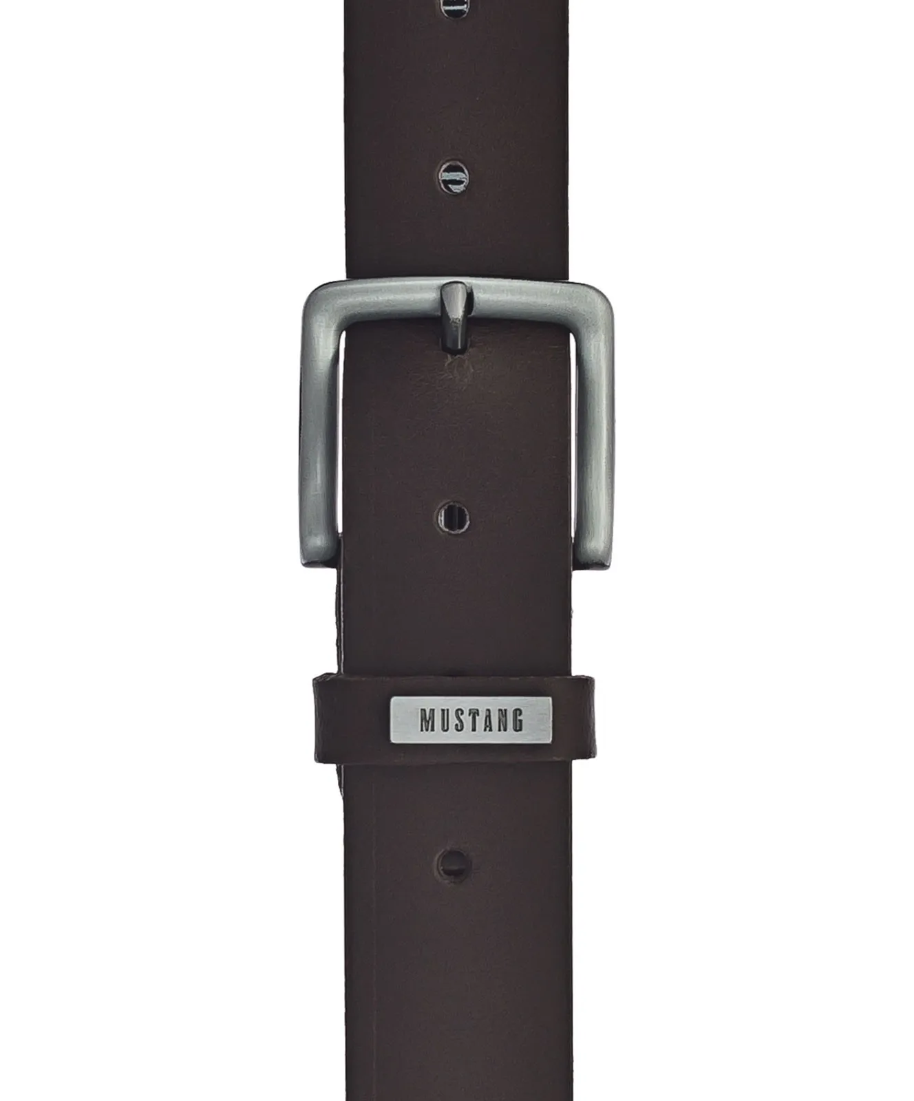 Herren Gürtel 35 mm Ledergürtel mit Schließe von Mustang in Dunkelbraun