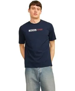 Jack & Jones T-Shirt Corp Blau mit Pigmentprint