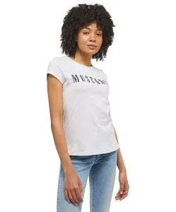 Mustang T-Shirt mit Label-Print Alina C in Hellgrau