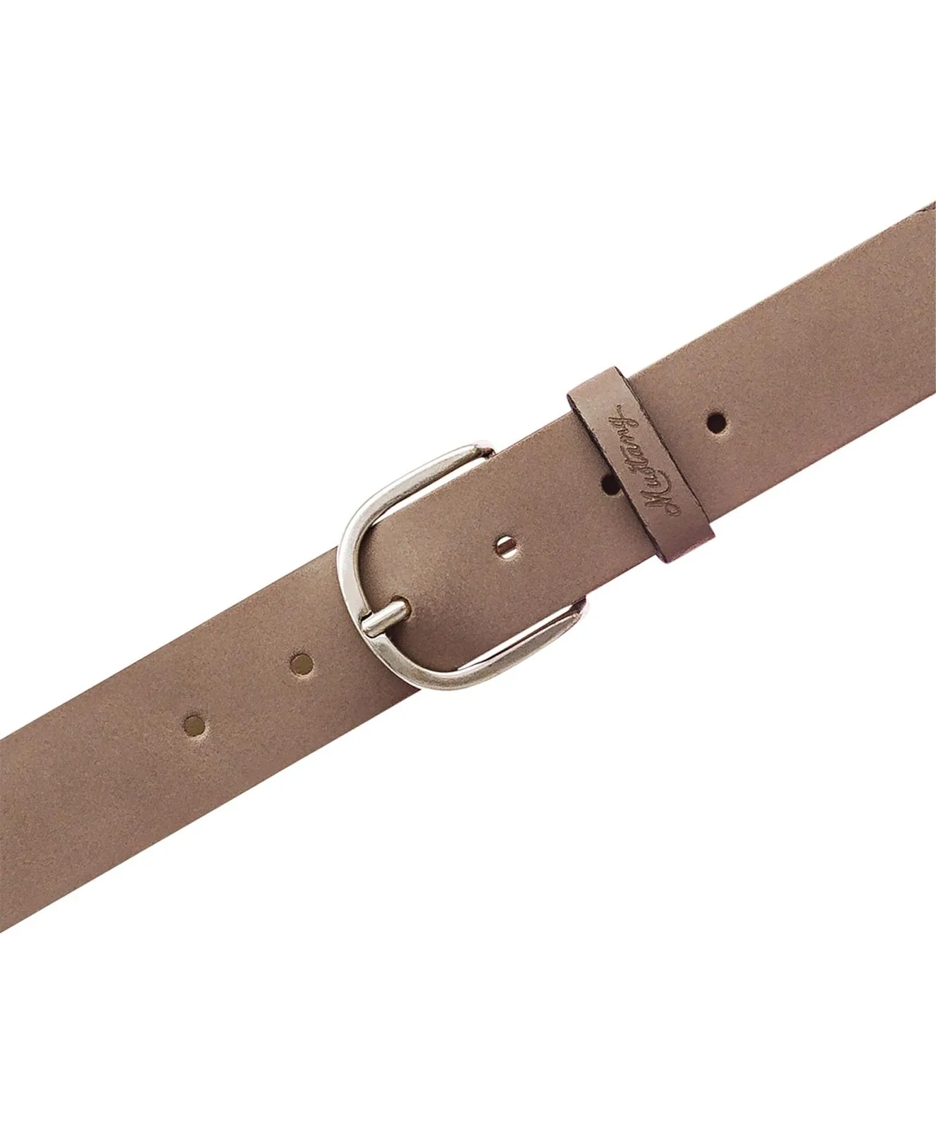 Damen Gürtel 35 mm Ledergürtel mit geprägtem Logo von Mustang in Dunkeltaupe