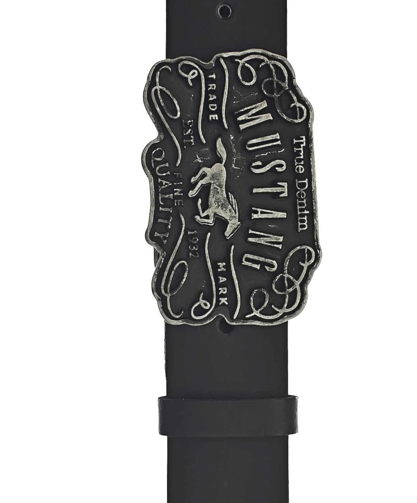 Herren Gürtel 40 mm Ledergürtel mit Schließe  von Mustang in Schwarz