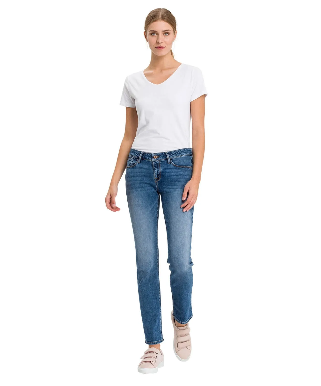 Damen Jeans Rose von Cross in Mid Blue Used