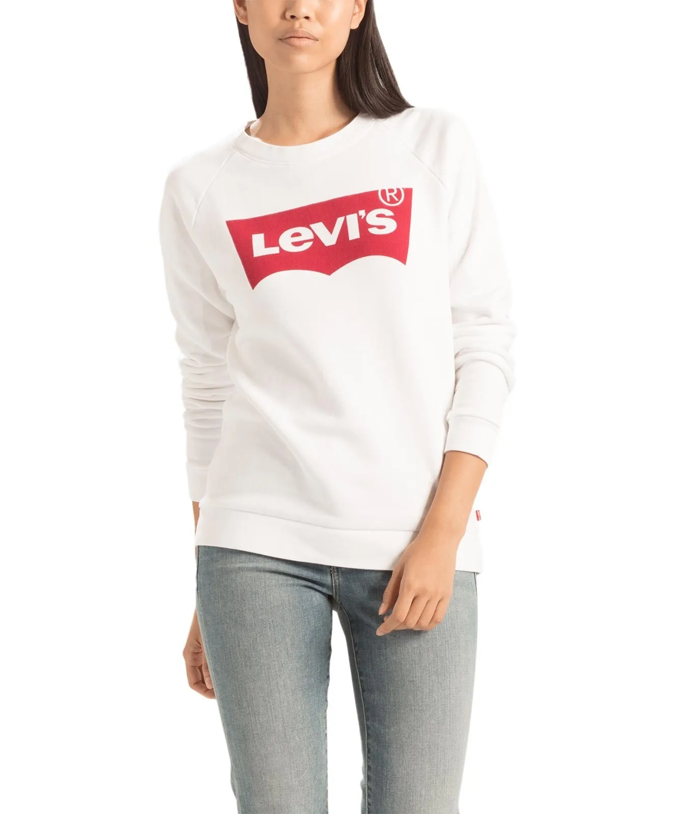 Damen Pullover Relaxed Crewneck  von Levis in White Graphic