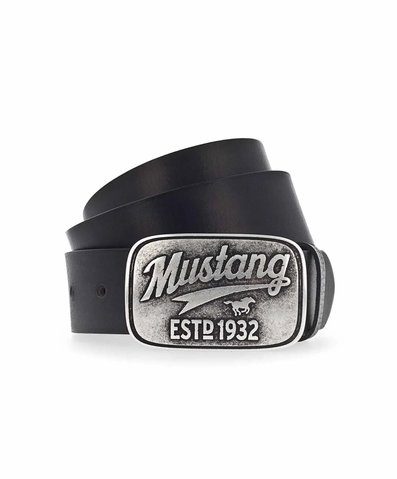 Herren Gürtel 4cm Gürtel aus Echtleder  von Mustang in Black