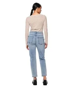 Pieces Bella knöchellange Jeans in Stonewash mit hohem Bund