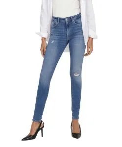 Only Jeans Push Up Power in Blau mit Destroy-Details