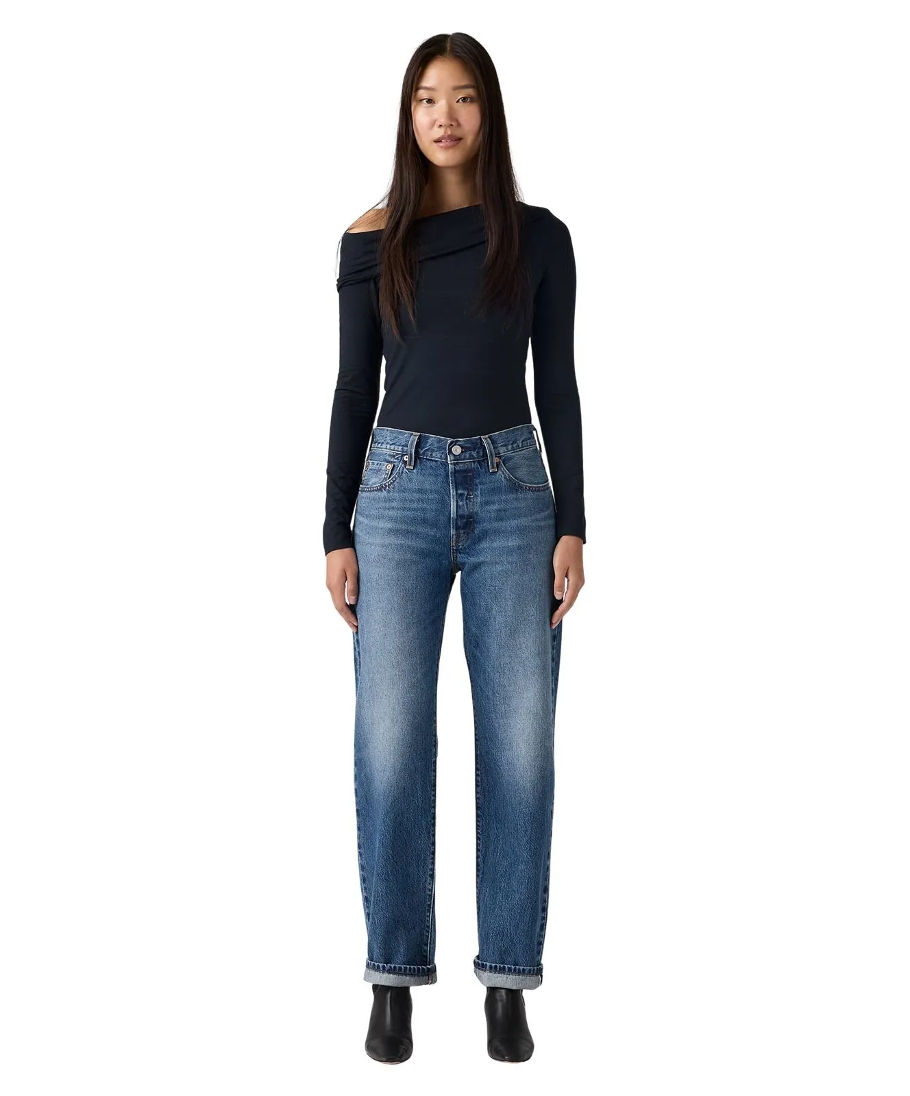 Damen Jeans 501 90s von Levis in Work Yourself Selvedge