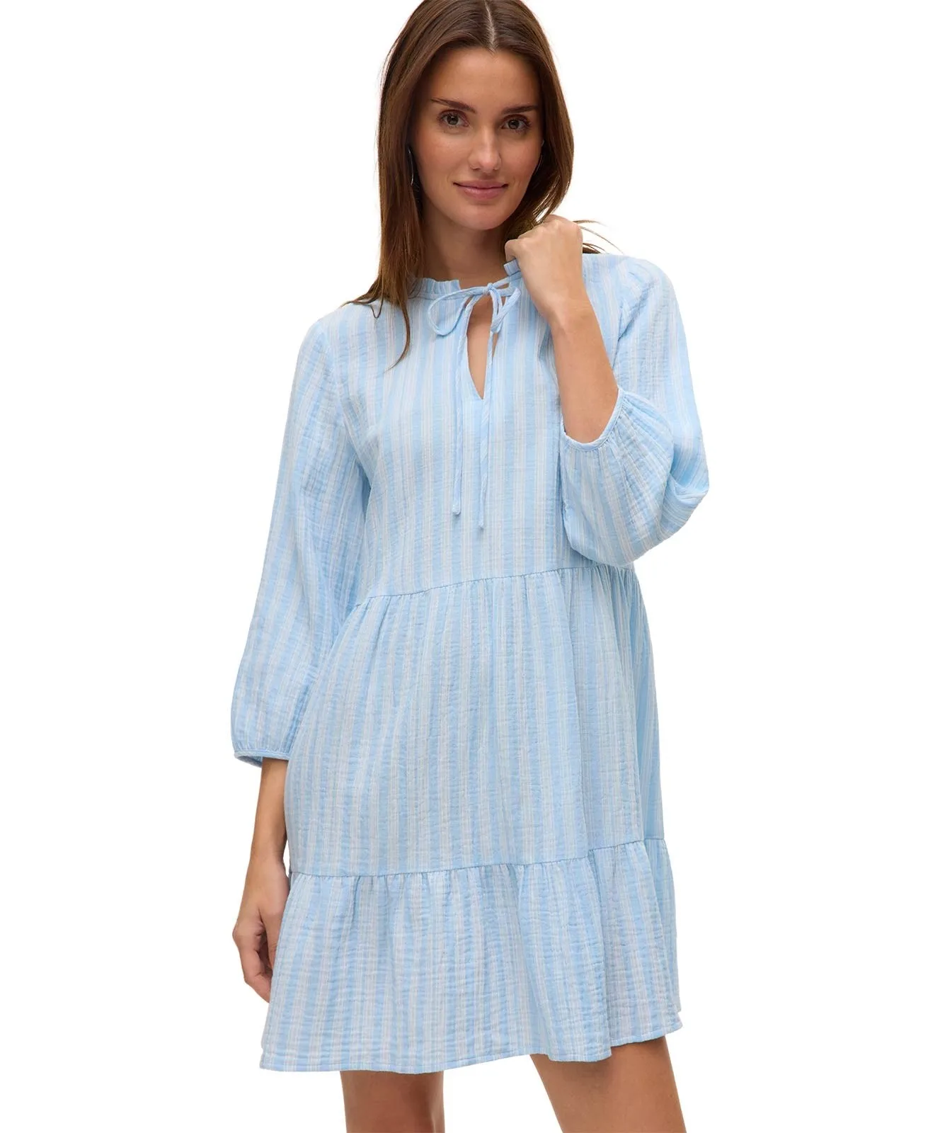Damen Kleid Nanna 3/4 Dress von Vero Moda in Airy Blue Snow White