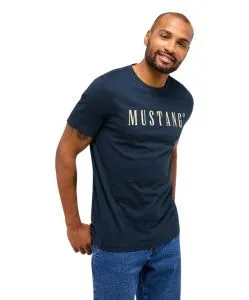 Mustang T-Shirt Print Austin in blauem Carbon