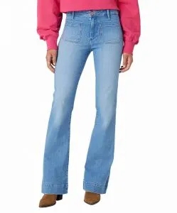 Wrangler Flare Jeans mit High Waist in Hellblau