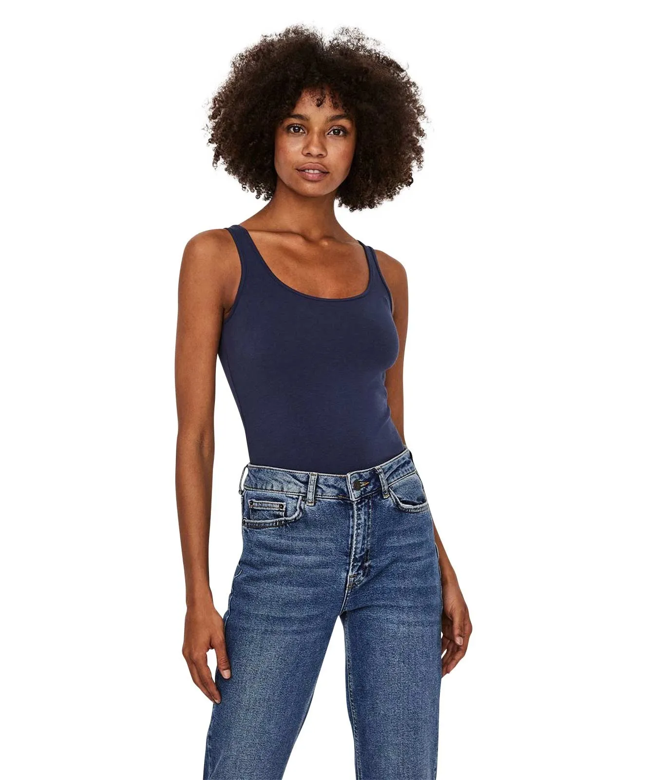 Damen Shirt Maxi Long Tank Top von Vero Moda in Black Ires