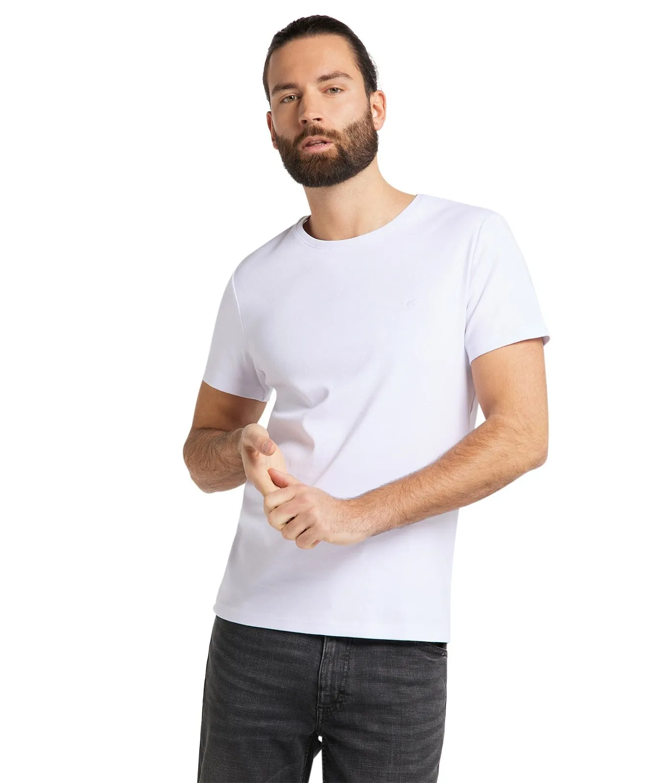 Herren Shirt Aaron C Basic  von Mustang in White