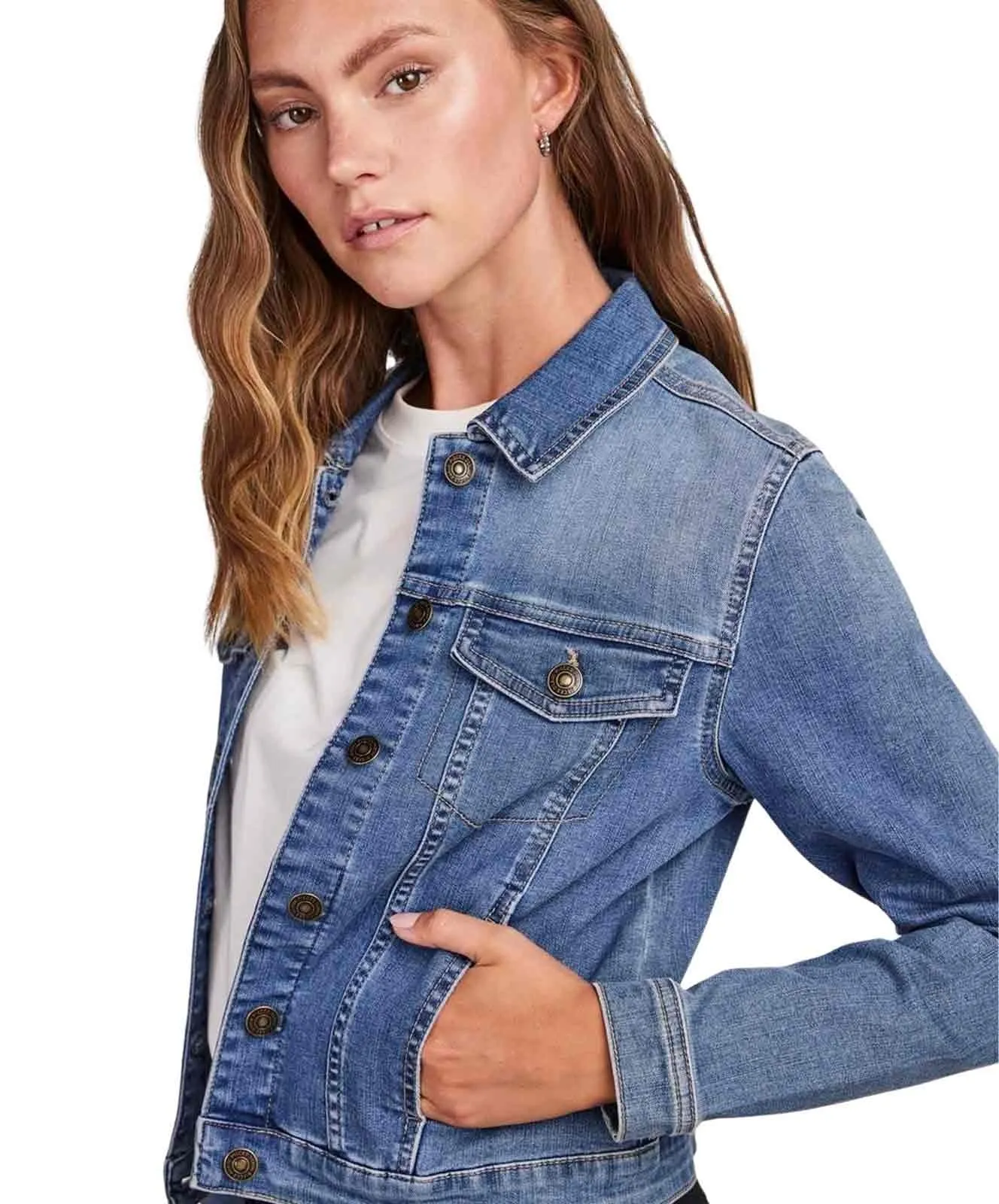 Damen Jacke Oia von Pieces in Medium Blue