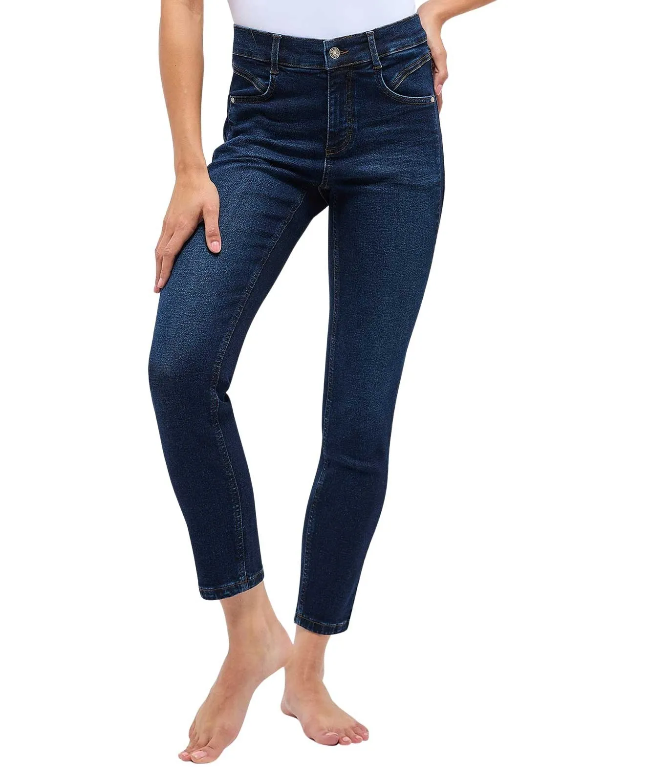 Damen Jeans Ornella Seam von Angels in Dark Indigo Used