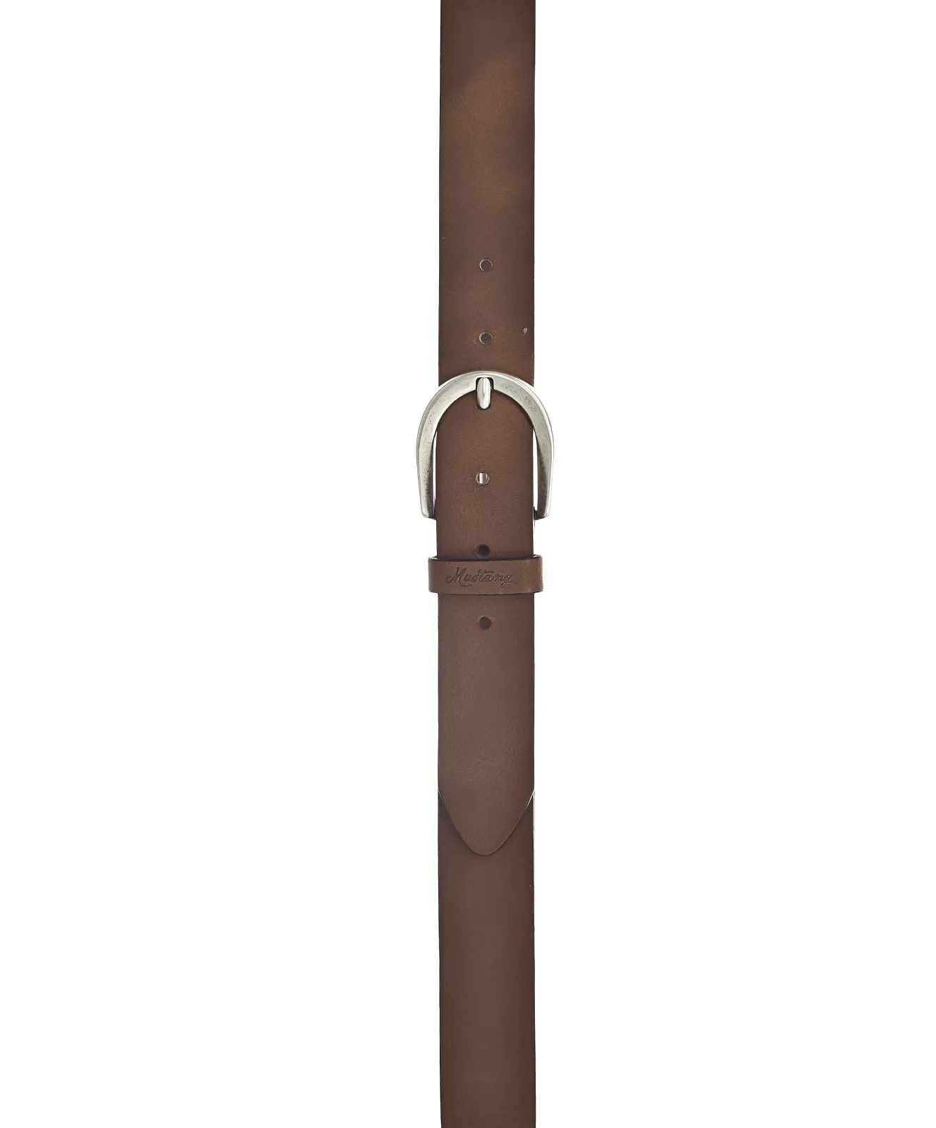 Damen Gürtel 35 mm Ledergürtel mit geprägtem Logo von Mustang in Baileys