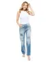 Damen Jeans Straight Patch von Angels in Light Blue Used Destroyed