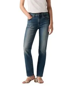 Levis 724 Straight Jeans mit High Rise in Mittelblau