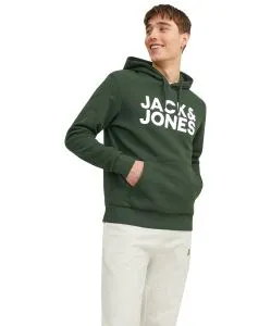 Jack & Jones Kapuzensweatshirt mit Logo-Brustprint in Grün