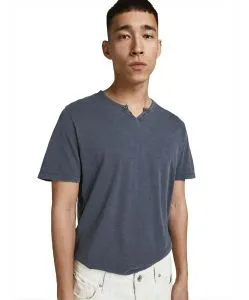 Jack & Jones T-Shirt Split mit Neck in Navy Blue