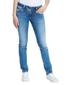 Cross Jeans Regular Fit Loie in blau mit Doppelknopf