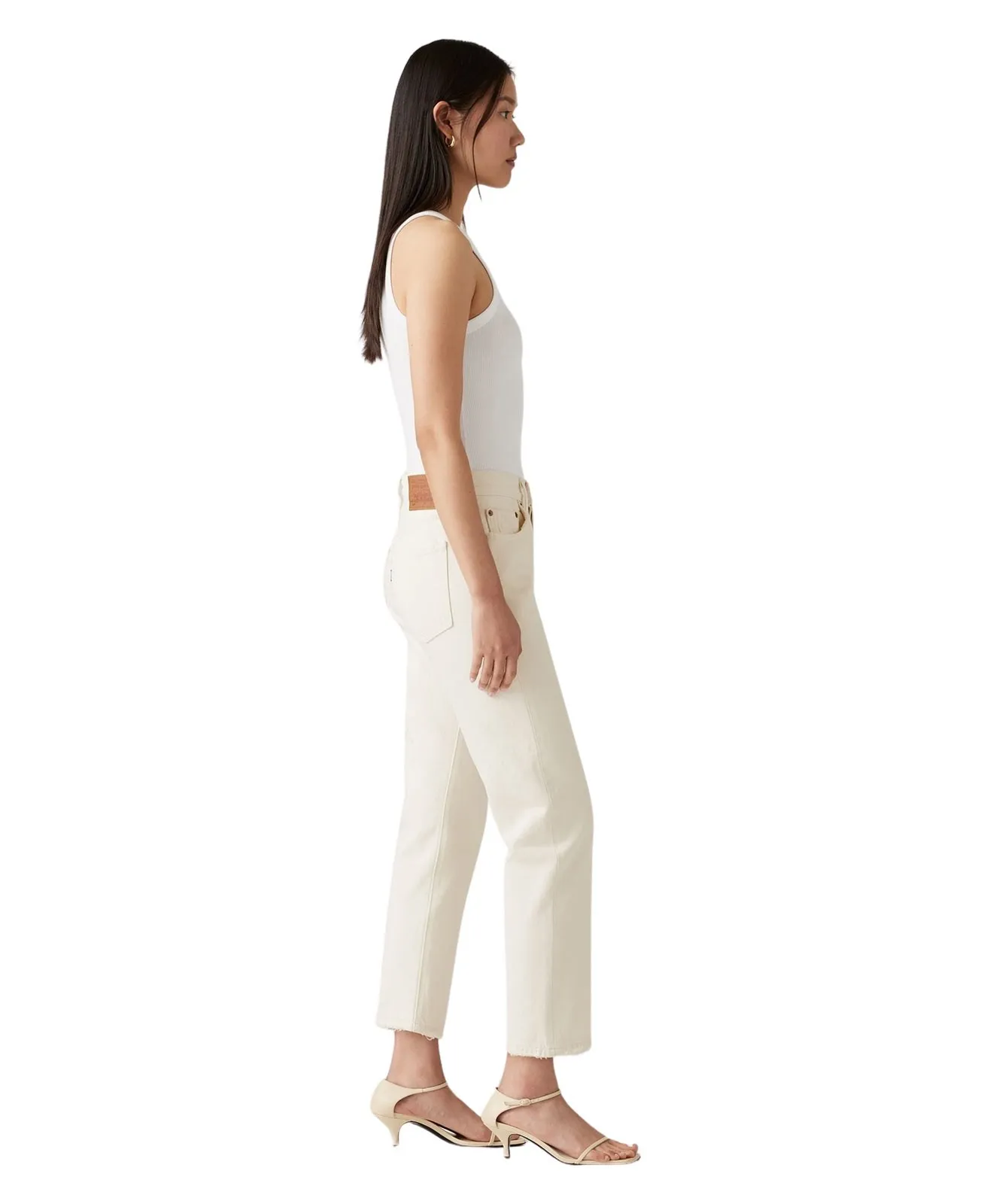 Damen Jeans 501 Crop von Levis in Ecru Booper No Damage