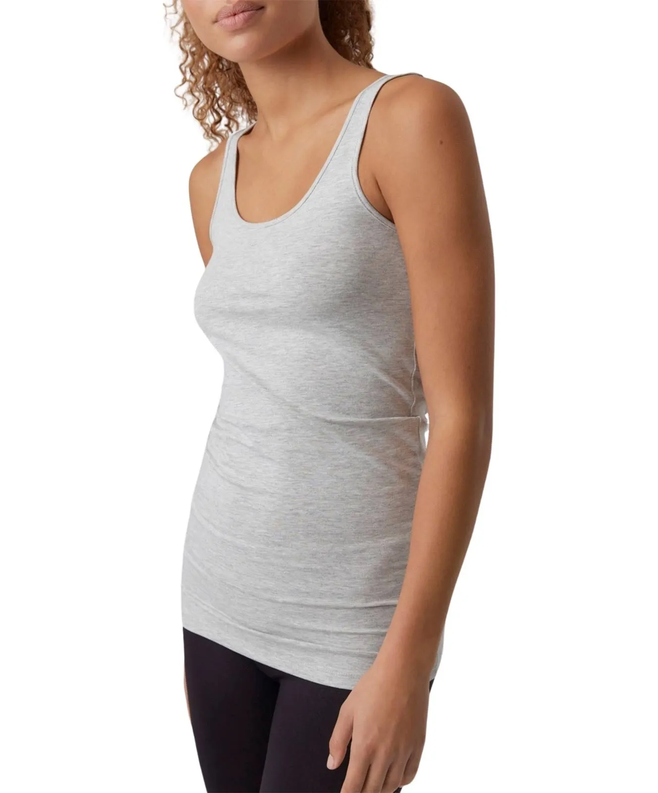 Damen Shirt Maxi Long Tank Top von Vero Moda in Light Grey Melange