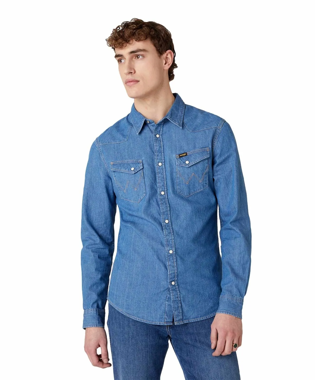 Herren Hemd Western Shirt von Wrangler in Mid Stone