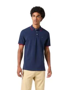 Wrangler Polo Shirt in Dunkelblau mit Drei-Knopfleiste
