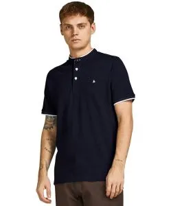 Jack & Jones Poloshirt Paulos in Dunkelblau mit Mao Kragen