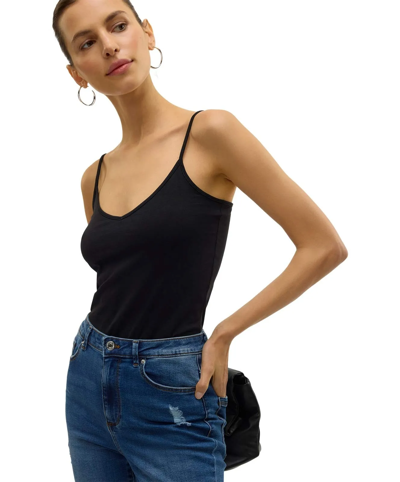 Damen Shirt Maxi My Soft V Singlet von Vero Moda in Black