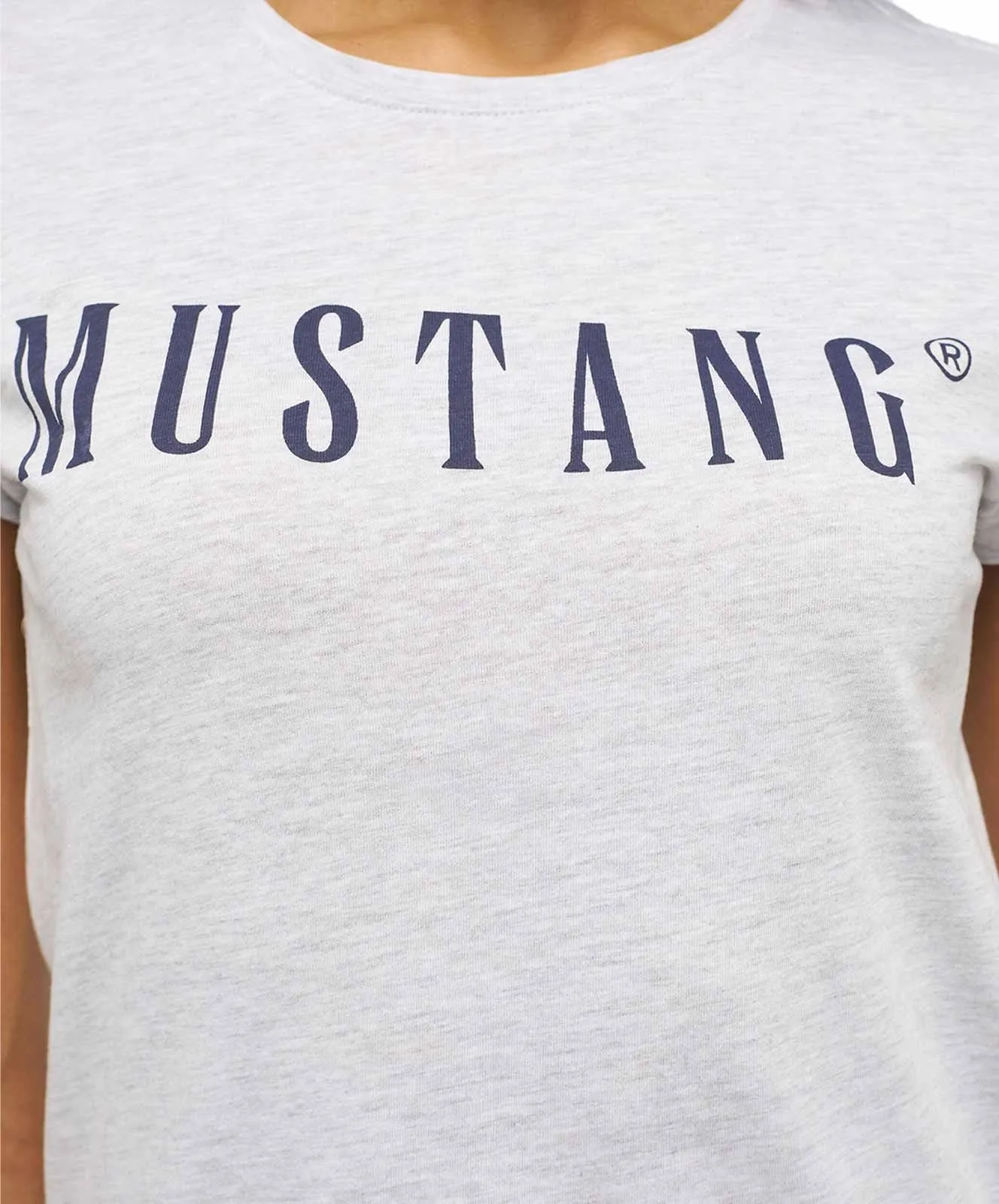 Damen Shirt Alina C Logo Tee von Mustang in Light Grey Melange